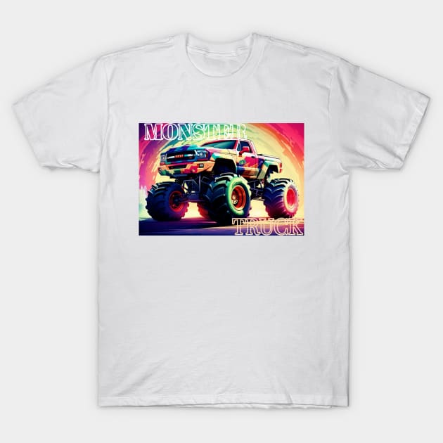 Rainbow monster truck T-Shirt by Aceplace Design